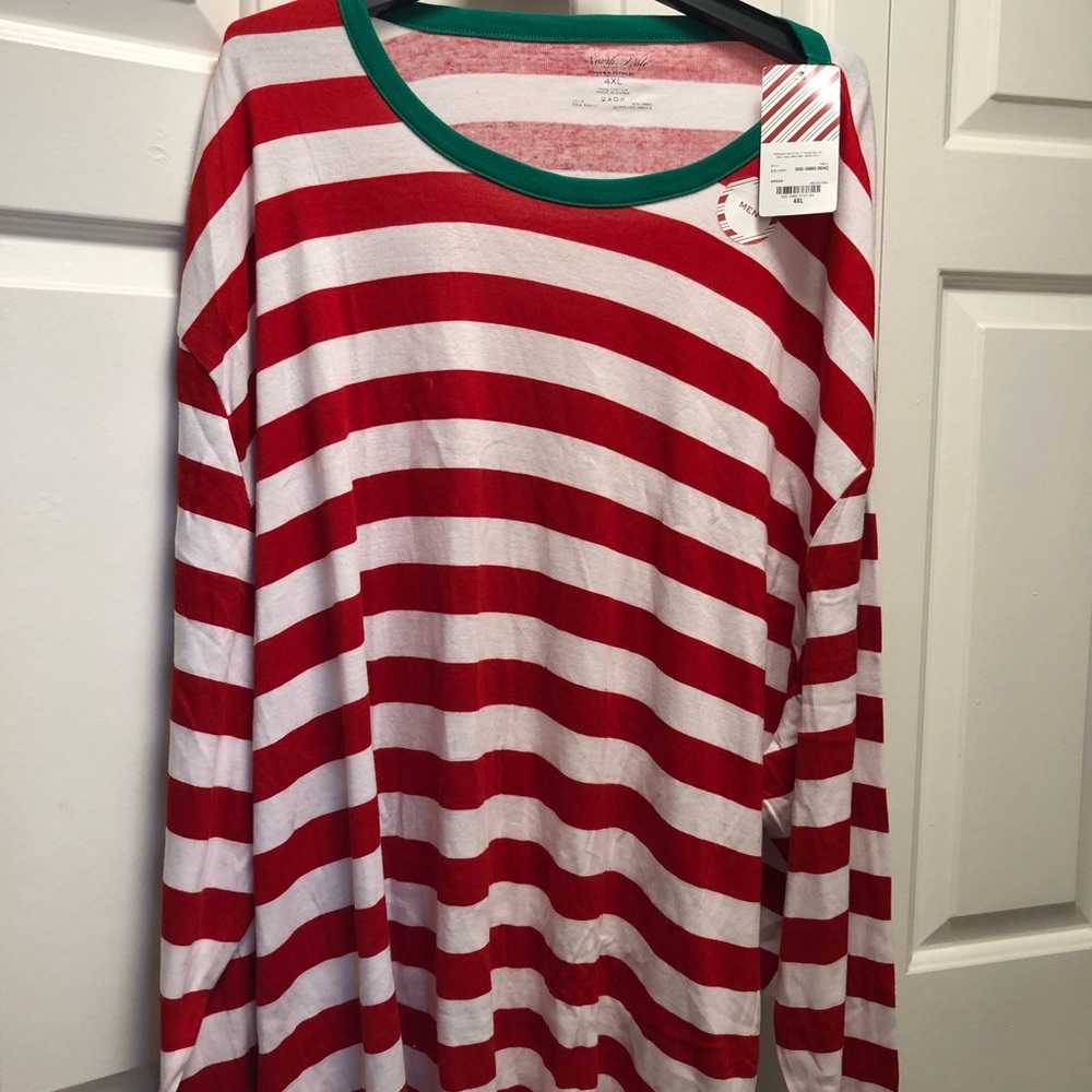 North Pole Men’s Red & White Pullover Long Sleeves Christmas Shirt Size 4XL
